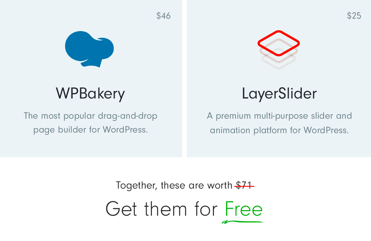 WPBakery and LayerSlider included